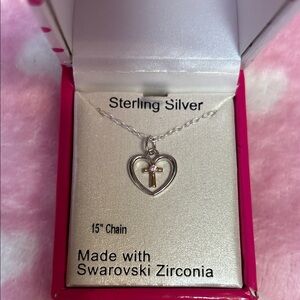 Charming Girl Swarovski Heart Cross Necklace ✝️💖